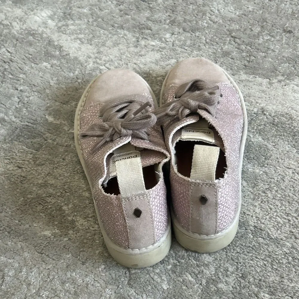 Panchic Shoes Girls 3.5 Leather Sneakers Pink Glitter Made In Italy Lace Up
